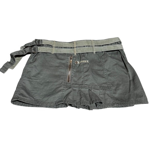 Y2K IT-GIRL Billabong Cargo Mini Skirt with Belt – Olive Green Size 3 VINTAGE - Picture 10 of 10